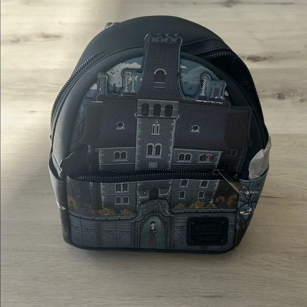 Loungefly Wednesday Nevermore Academy Castle Glow Mini Backpack NWT
